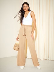 Friends Like These Nude Wide Leg Belted Paperbag Trousers - Image 3 of 4