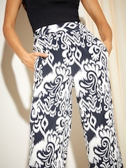 Friends Like These Black and White Wide Leg Pull On Trousers - Image 2 of 4