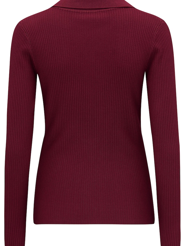 Pour Moi Pink Eva Ecovero Rib Knit V Neck Collar Top - Image 5 of 5