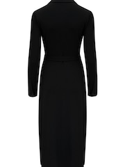 Pour Moi Black Bailey Slinky Recycled Jersey Midi Shirt Dress - Image 5 of 5