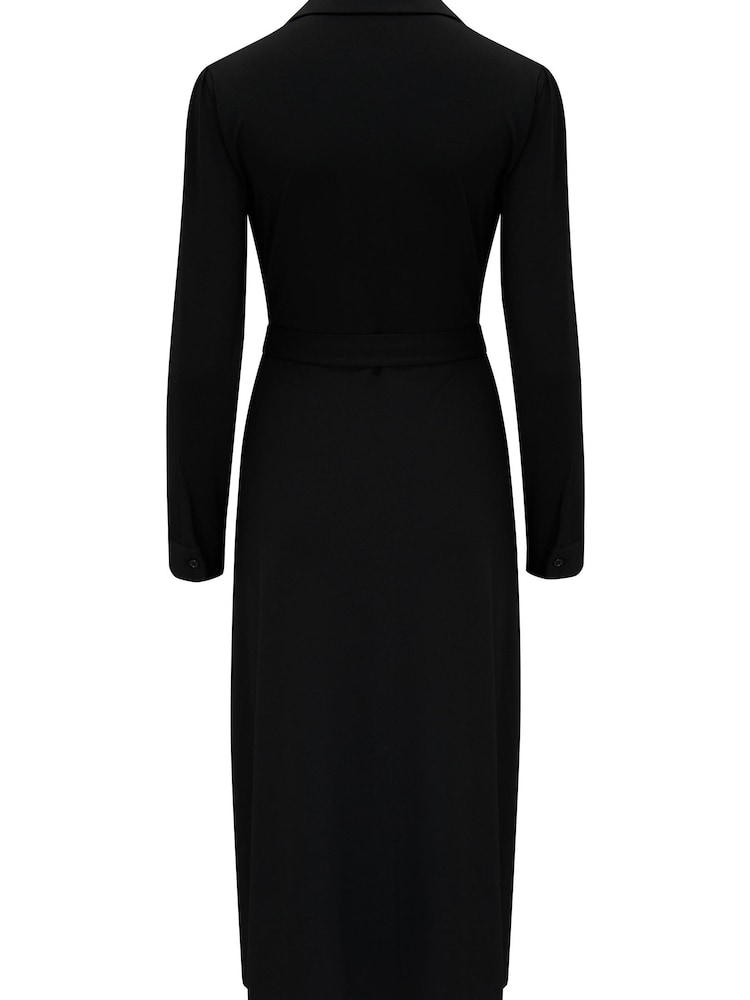 Pour Moi Black Bailey Slinky Recycled Jersey Midi Shirt Dress - Image 5 of 5