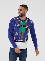Society 8 Blue Elf Christmas Jumper - Mens - Image 2 of 4