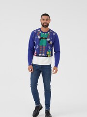 Society 8 Blue Elf Christmas Jumper - Mens - Image 3 of 4