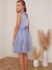 Chi Chi London Blue Satin Tulle Skirt Dress - Girls - Image 2 of 4