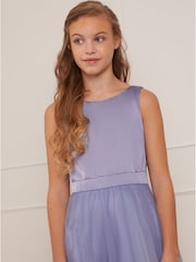 Chi Chi London Blue Satin Tulle Skirt Dress - Girls - Image 4 of 4