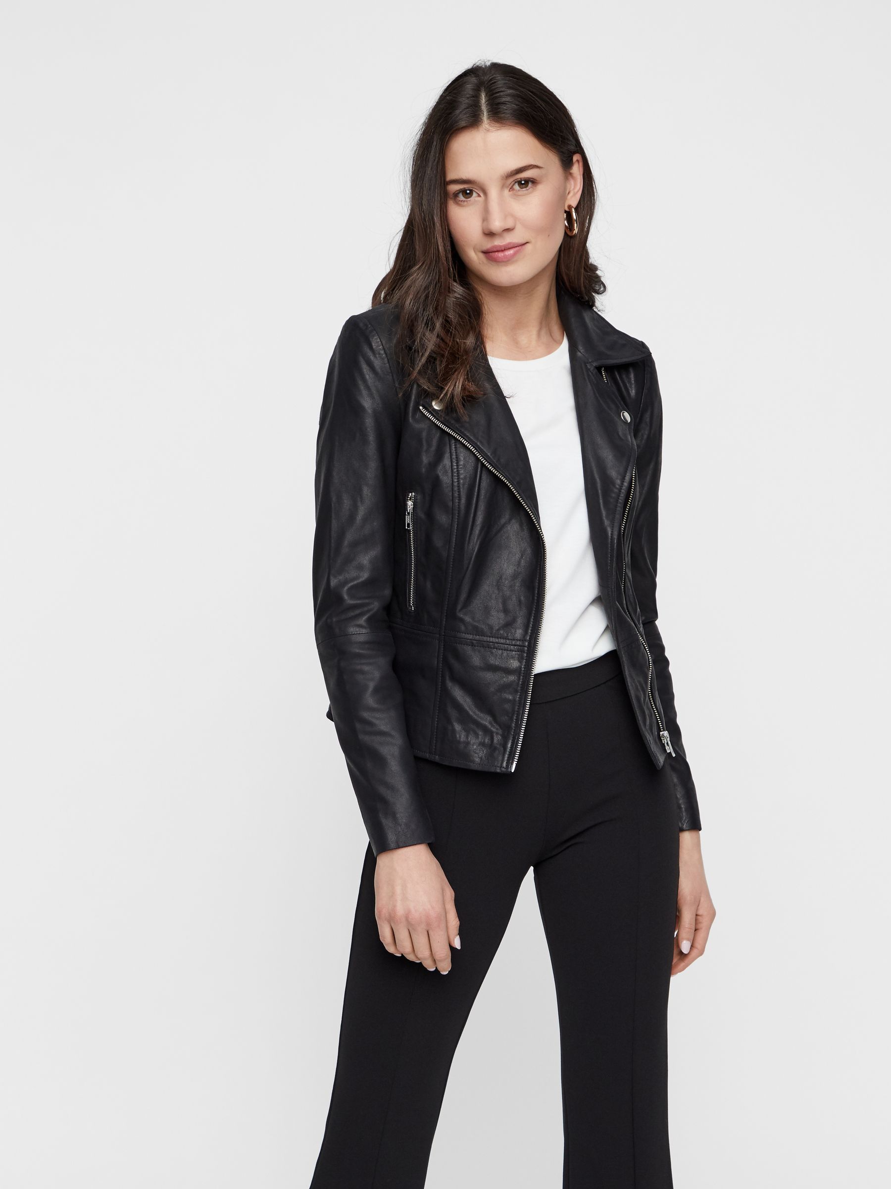 Buy Y.A.S Black Real Leather Biker Jacket from Next Luxembourg