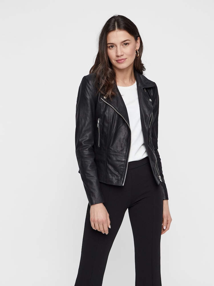 Y.A.S Black Real Leather Biker Jacket - Image 1 of 5