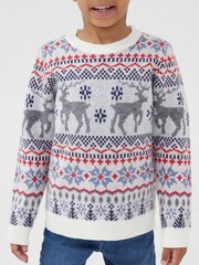 Society 8 White Fairisle Christmas Jumper - Boys - Image 3 of 4