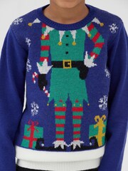 Society 8 Blue Elf Christmas Jumper - Boys - Image 3 of 4
