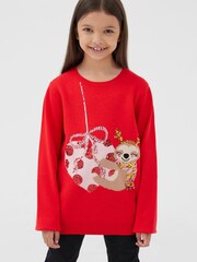 Society 8 Red Sloth Christmas Jumper - Girls - Image 1 of 1