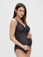 Mamalicious Black Polka Dot Maternity Swimsuit - Image 1 of 5