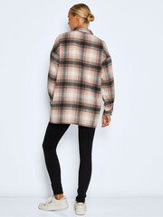 NOISY MAY White & Pink Soft Check Brushed Shacket - Image 3 of 5