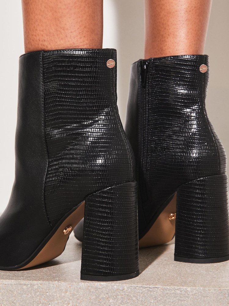 Lipsy Black Wide Fit Mid Block Heel Ankle Boot - Image 2 of 4 Lipsy Black Wide Fit Mid Block Heel Ankle Boot - Image 2 of 4