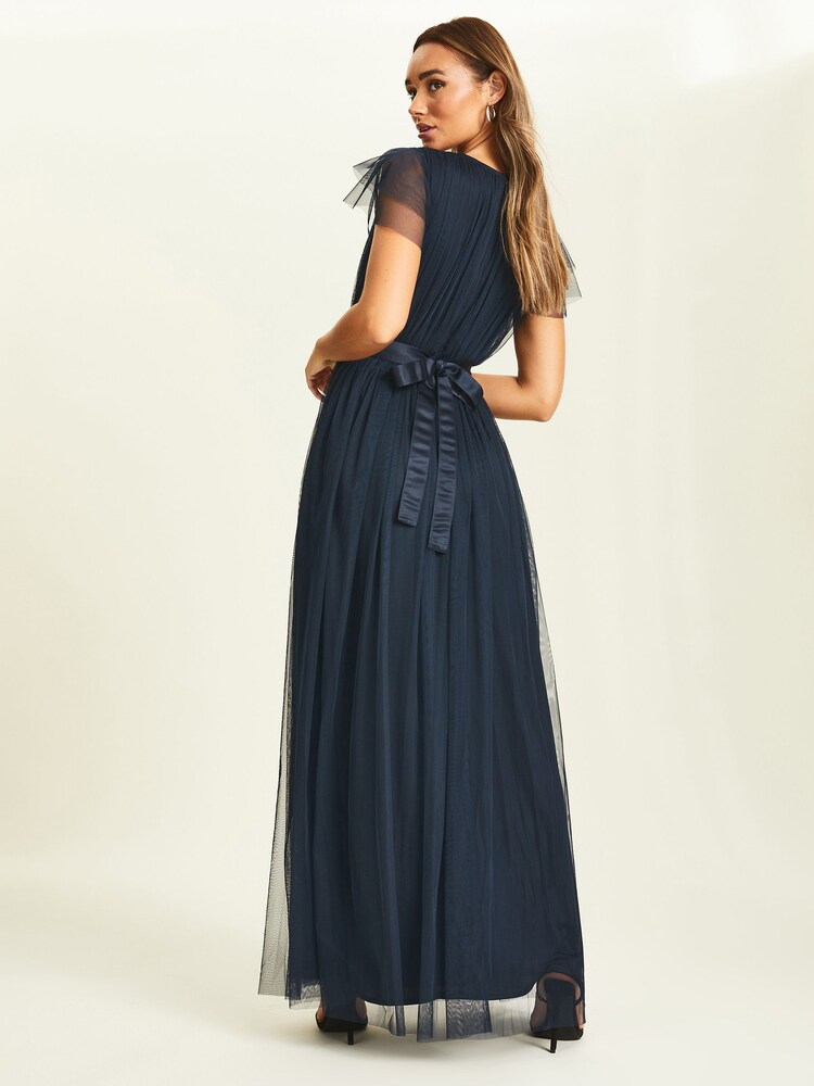 Anaya With Love Navy Tulle Maxi Dress With Sash Belt - Image 1 of 4 Anaya With Love Navy Tulle Maxi Dress With Sash Belt - Image 1 of 4