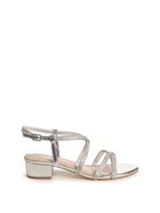 Silber - Linzi Glow Filigrane Sandalen mit niedrigem Blockabsatz und Riemen mit Strasssteinen - Bild 1 von 3