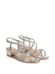 Silber - Linzi Glow Filigrane Sandalen mit niedrigem Blockabsatz und Riemen mit Strasssteinen - Bild 2 von 3
