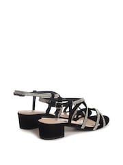 Linzi Black Glow Barely There Low Block Heeled Sandal With Diamante Straps - Image 4 of 4