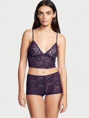 Victoria's Secret Gothic Purple Lacie Cropped Cami Boyshort Set - Image 1 of 3