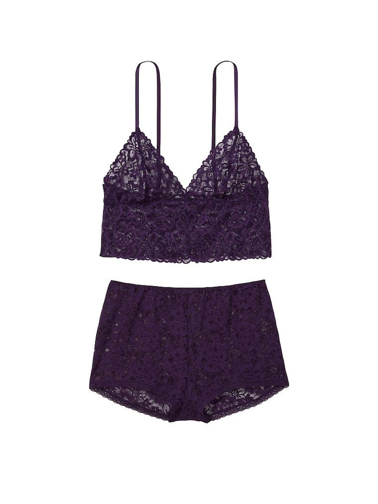 Victoria's Secret Gothic Purple Lacie Cropped Cami Boyshort Set - Image 3 of 3