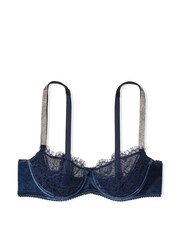 Victoria's Secret Blue Velvet Wing Lace Cup Shine Strap Balcony Bra - Image 3 of 3