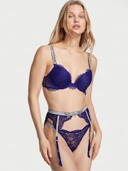 Victoria's Secret Night Ocean Blue Lace Shine Strap Push Up Bra - Image 3 of 4