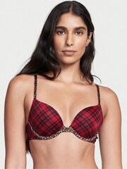 Victoria's Secret Red Simple Plaid with Leopard Sexy Tee Push Up Bra - Image 1 of 4
