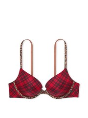 Victoria's Secret Red Simple Plaid with Leopard Sexy Tee Push Up Bra - Image 3 of 4