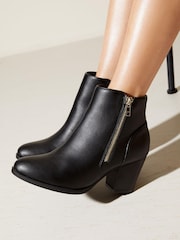 Friends Like These Black Regular Fit Mid Block Heeled Side Zip Boot - Image 2 of 4