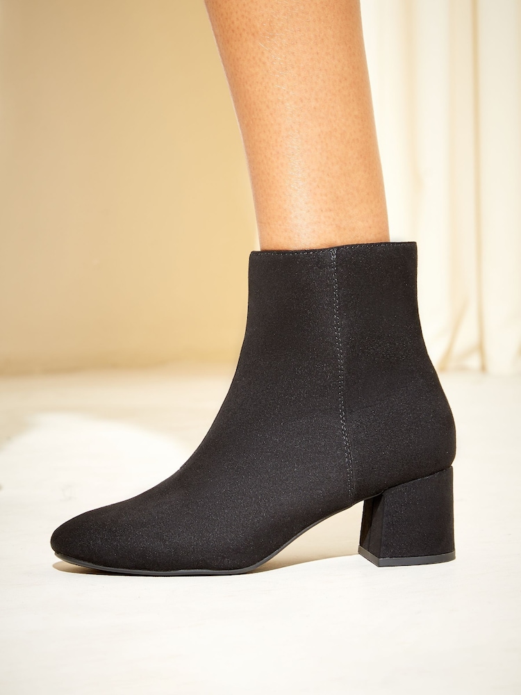 Friends Like These Black Regular Fit Suedette Block Heel Ankle Boot - Image 4 of 4