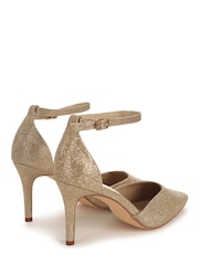 Linzi Gold Glitter Maci Stiletto Court Heel With Ankle Strap - Image 4 of 4