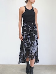 Religion Blue High Low Midi Skirt Abstract Animal Prints - Image 2 of 5