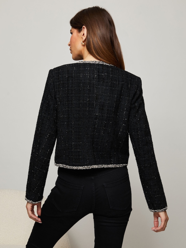 Bordure noire. - Blazer Lipsy en bouclette raccourci - Image 3 of 4