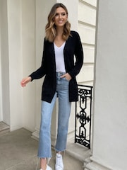 Lipsy Black Petite Mixed Cable Knit Cardigan - Image 2 of 3