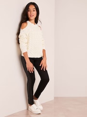 Lipsy Black PU Side Stripe Legging - Image 2 of 4