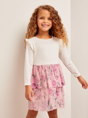 Lipsy Pink 2 in1 Tierred Skirt Dress (0-6yrs) - Image 1 of 4