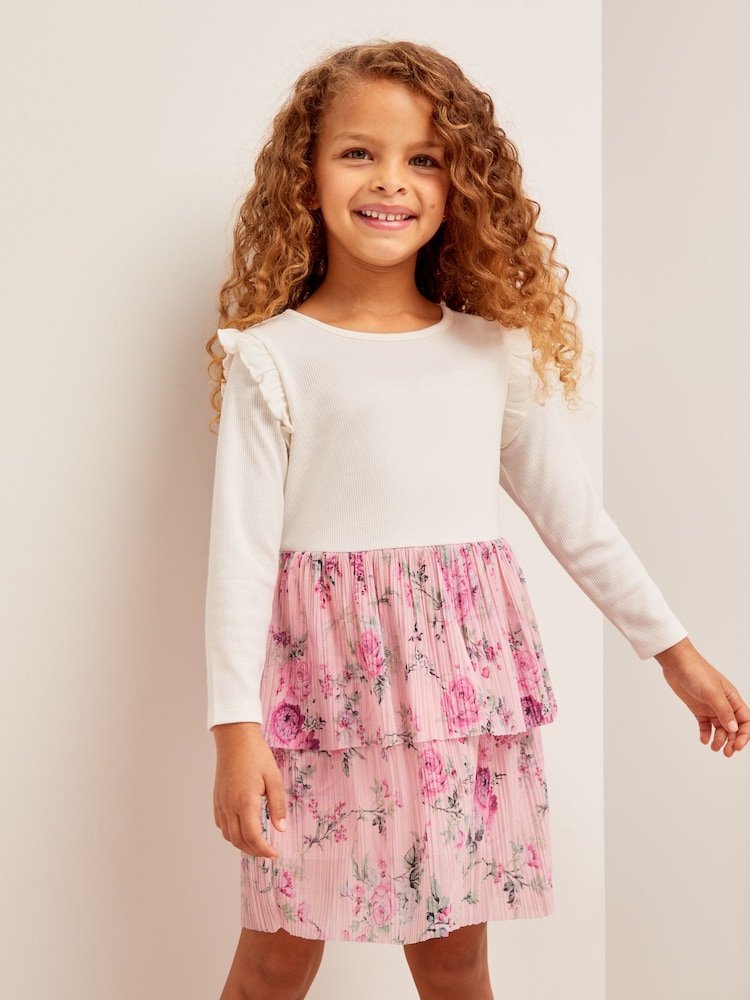 Lipsy Pink 2 in1 Tierred Skirt Dress (0-6yrs) - Image 1 of 4