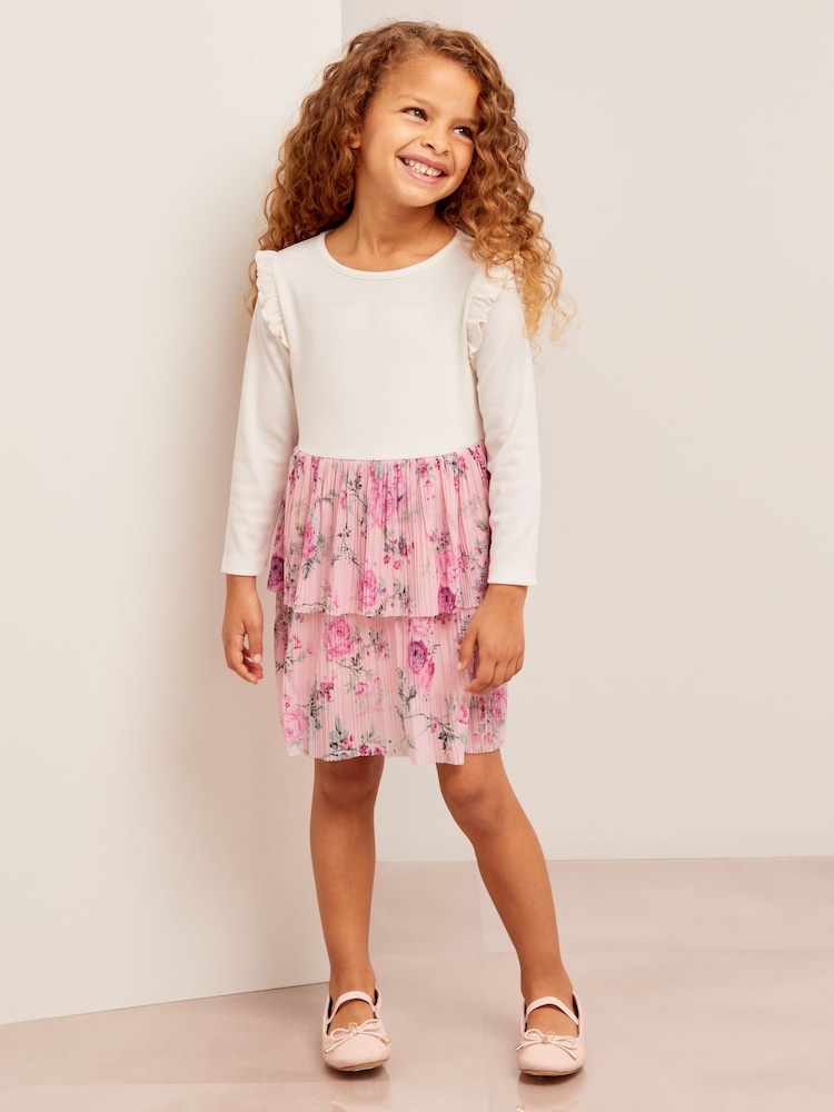 Lipsy Pink 2 in1 Tierred Skirt Dress (0-6yrs) - Image 2 of 4