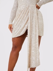 In The Style Gold Jac Jossa Sequin Drape Mini Dress - Image 3 of 4