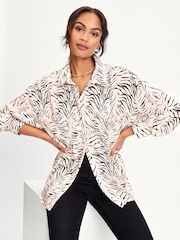 ONLY Black and White Long Sleeve Zebra Animal Printed Shirt - Image 3 of 4