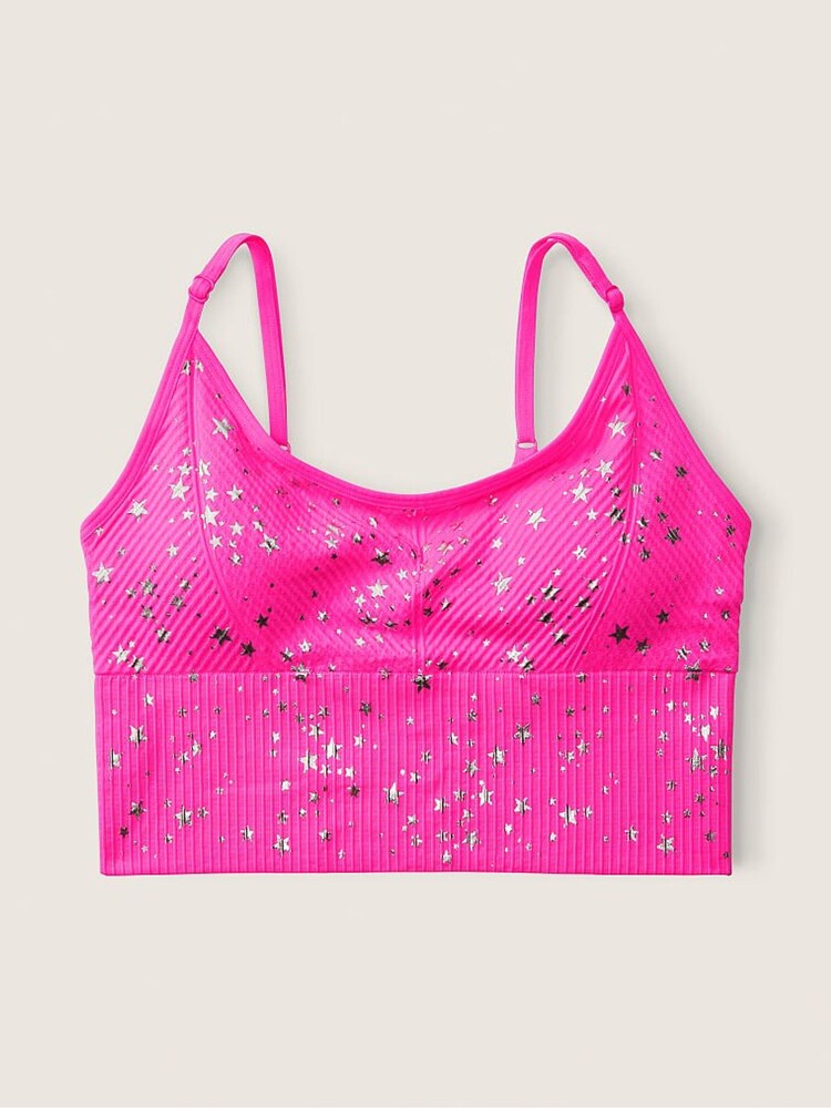 Victoria's Secret PINK Atomic Pink Stars Seamless Lightly Lined Low Impact Sports Bra - Image 4 of 4