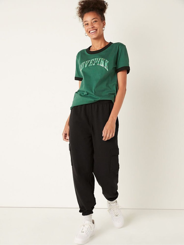 Victoria's Secret PINK Pure Black Fleece Lounge Jogger - Image 1 of 1 Victoria's Secret PINK Pure Black Fleece Lounge Jogger - Image 1 of 1