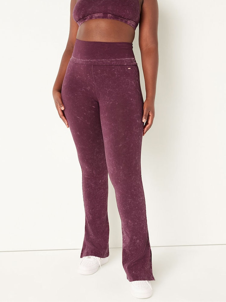 Victoria's Secret PINK Rich Maroon Red Foldover Flare Legging - Image 1 of 4