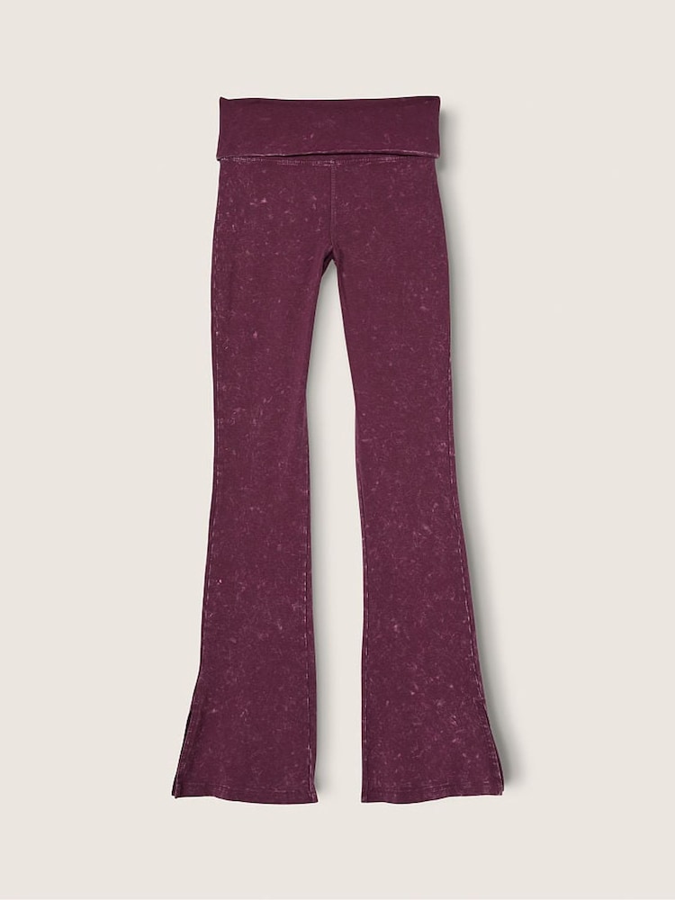 Victoria's Secret PINK Rich Maroon Red Foldover Flare Legging - Image 4 of 4
