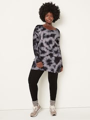 Victoria's Secret PINK Black Tie Dye Thermal Long Sleeve Henley Dress - Image 3 of 4