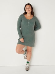 Victoria's Secret PINK Green Wash Thermal Long Sleeve Henley Dress - Image 3 of 4