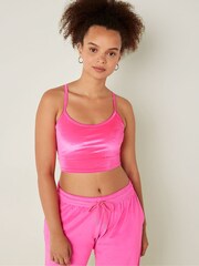 Victoria's Secret PINK Atomic Pink Velvet Lightly Lined Sports Crop Bra - Image 1 of 4