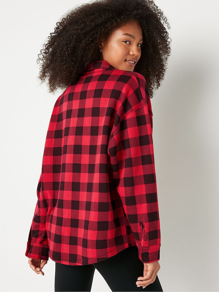 Victoria's Secret PINK Red Pepper Plaid Fleece Shirt Jacket - Image 2 of 4