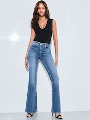 Lipsy Authenctic Blue Petite Mid Rise Flare jeans - Image 4 of 4