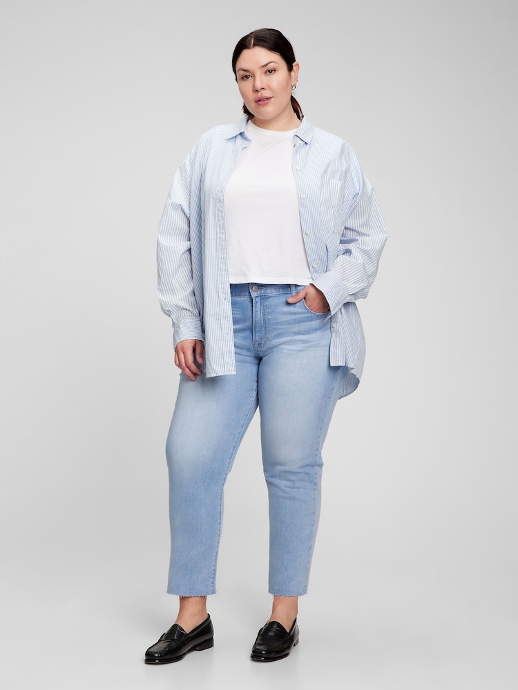 Gap Light Wash Blue Mid Rise Girlfriend Jeans - Image 1 of 5 Gap Light Wash Blue Mid Rise Girlfriend Jeans - Image 1 of 5