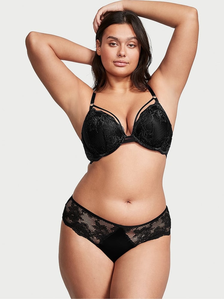 Victoria's Secret Black Lace Trim Cheeky Knickers - Image 1 of 3